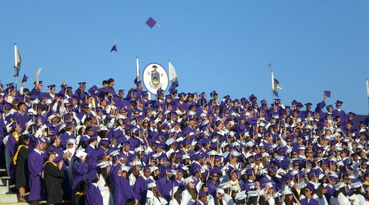 The 2011 graduation ceremony was held at MVHS on June 8, the Thursday afternoon of the last week of school. This year, graduation will take place at 9:30 a.m. at Foothill College on Friday, June 8. Photo by Rachel Beyda.