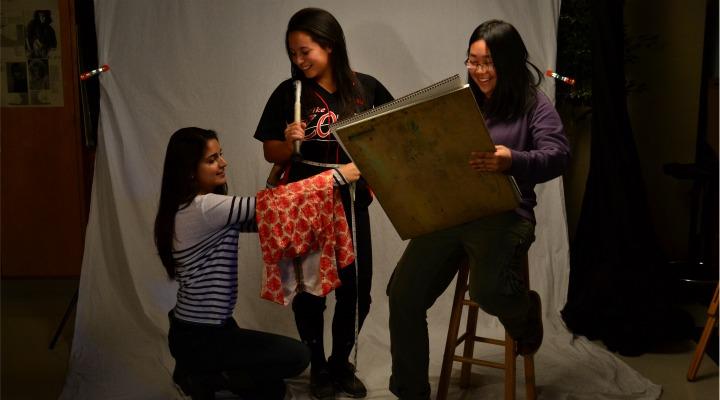 Seniors Danielle Chandler, Theresa Wong and Kelly Nakamura display their passions. These three mainstream seniors all come together to achieve a common goal. Photo by Elvin Wong. 