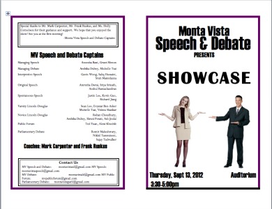 Speech and Debate annual showcase to be held Sept. 13