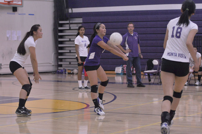 Senior Serena Chew passes a serve from Los Gatos High School. The Matadors were defeated by the Wildcats 0-3 on Oct. 4. Photo by Margaret Lin.