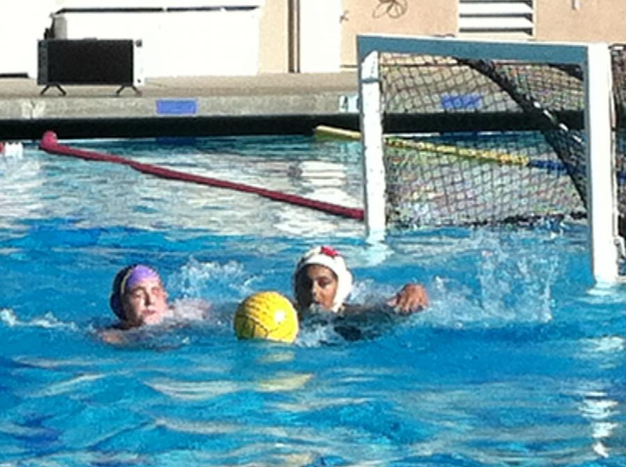 The Matadors fight for the ball against Cupertino High School while on CHS’ side. This season, the Matadors focused on going back to the basics of fundamental water polo, refining their passing, scoring and defense techniques. Photo by Shriya Bhindwale.