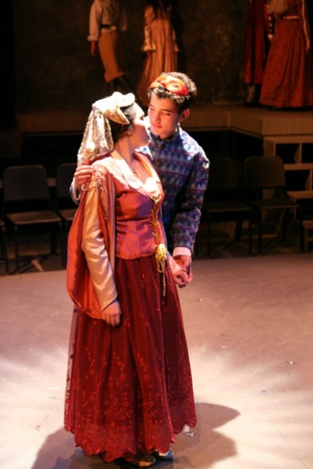 Romeo, played by Rafael Ruiz, dances with Juliet, played by Kazmiera Tarshis, at the masquerade ball and as they start dancing, they instantly fall in love with each other. Photo used with permission from Holly Cornelison. 