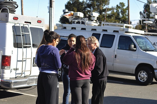 Students getting interviewed by local news station