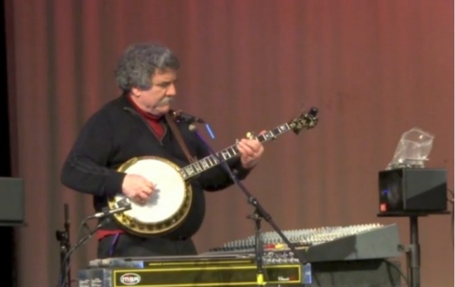 Multimedia and Photography teacher Dave Barcellos performs at CTEs Electric Circus. His band, the Avalanche Choir, has been performing at Fiddling Cricket Concerts Holiday Show since the founding of the organization.