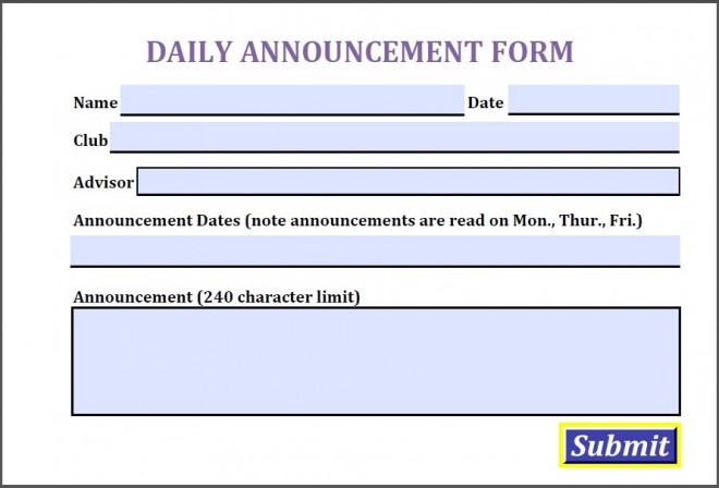 New announcements PDF form