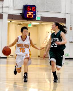  Girls varsity basketball wins first league game