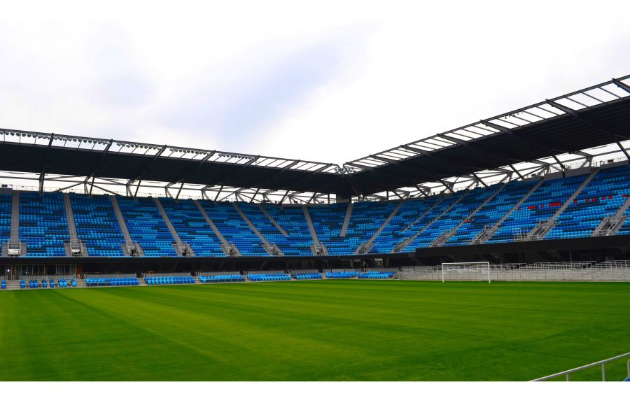 The Avaya Stadium allows for the viewing seats closest to the playing field and players in American soccer. Photo by Caitlyn Tjong.