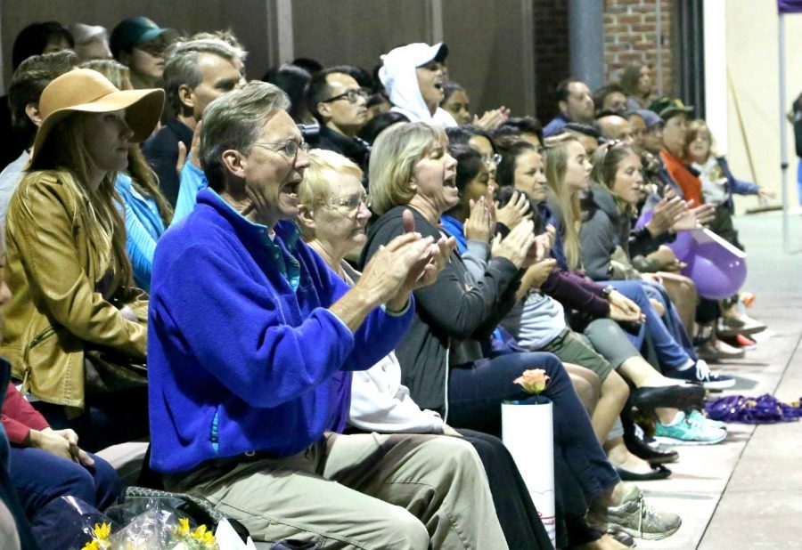 The girls water polo team had one of the largest crowds they’ve ever gotten at a game, according to senior Nicole Deacon. Parents, friends and teachers all came to show their support for the team. Photo by Stephanie Lam
