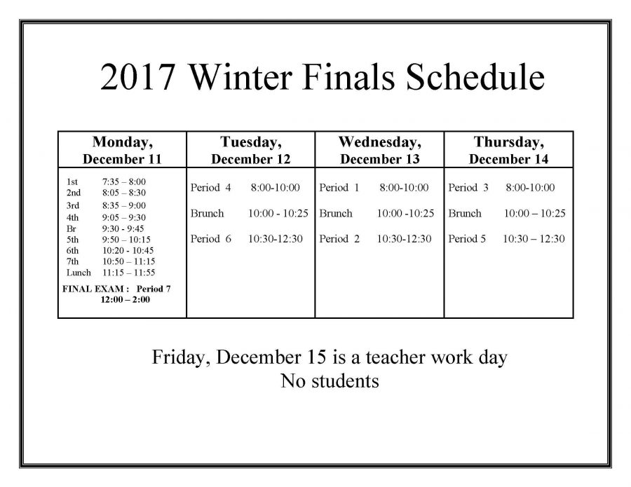 New finals schedule