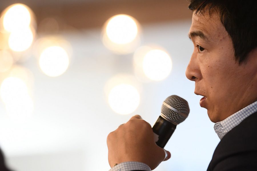30 April 2018; Andrew Yang during Ecosystem Summit prior to the start of Collision 2018 at Launch Pad in New Orleans. Photo by Stephen McCarthy/Collision via Sportsfile