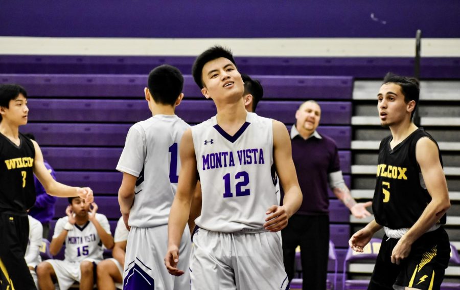 Junior Andrew Chang has a discouraged look on his face after a foul call against Wilcox HS.