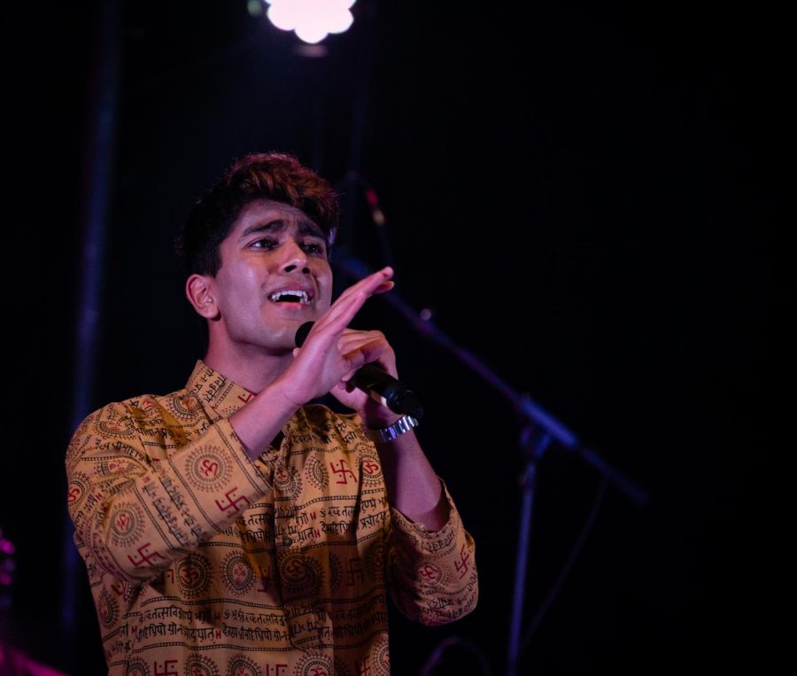 Junior Manas Manu sings in the opening performance of one of Grammy award-winner Manoj Georges concerts in San Jose, California.