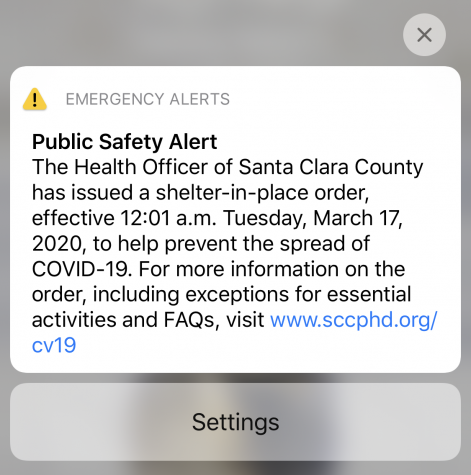 Shelter-in-place notification for Santa Clara County