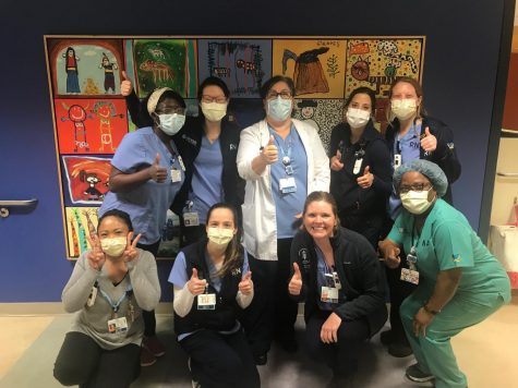 Nurses at Memorial Sloan Kettering Cancer Center pose for a photo to thank the numerous kids who have sent in a letter via the email forum.   