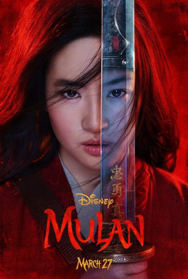 An offical movie poster for the Disney live-action version of Mulan.