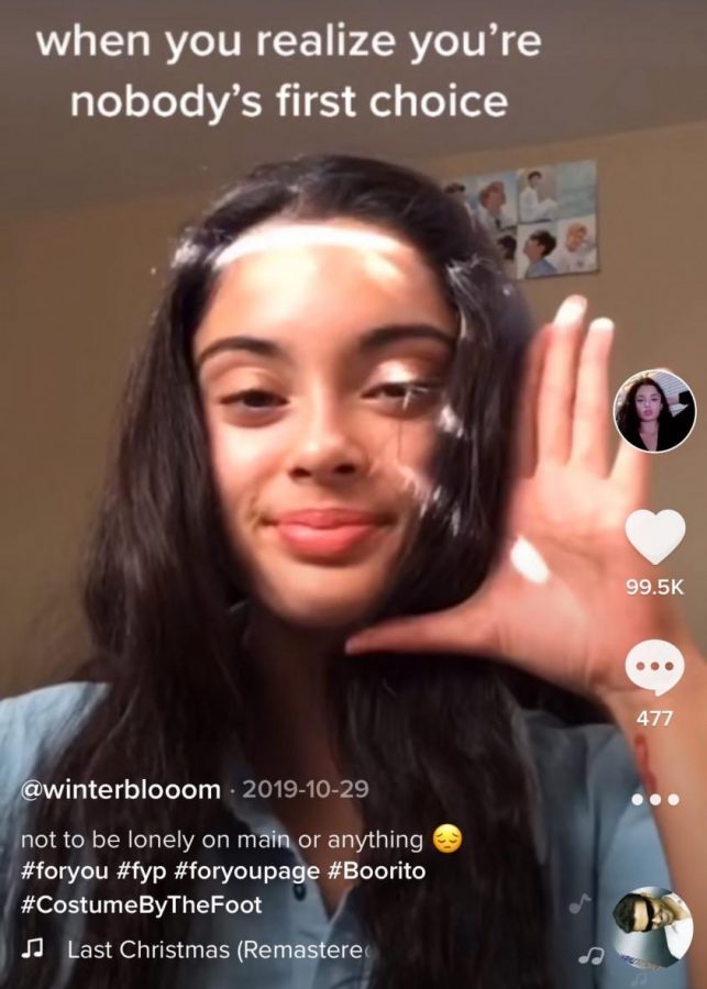 Senior Winter Bloom posts a video on TikTok and adds text to make her content more relatable. Photo by Winter Bloom | Used with Permission