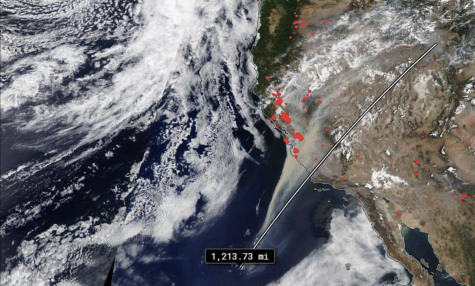 This image from NASA's terra satellite was able to capture the huge swath of smoke generated by the California wildfires.