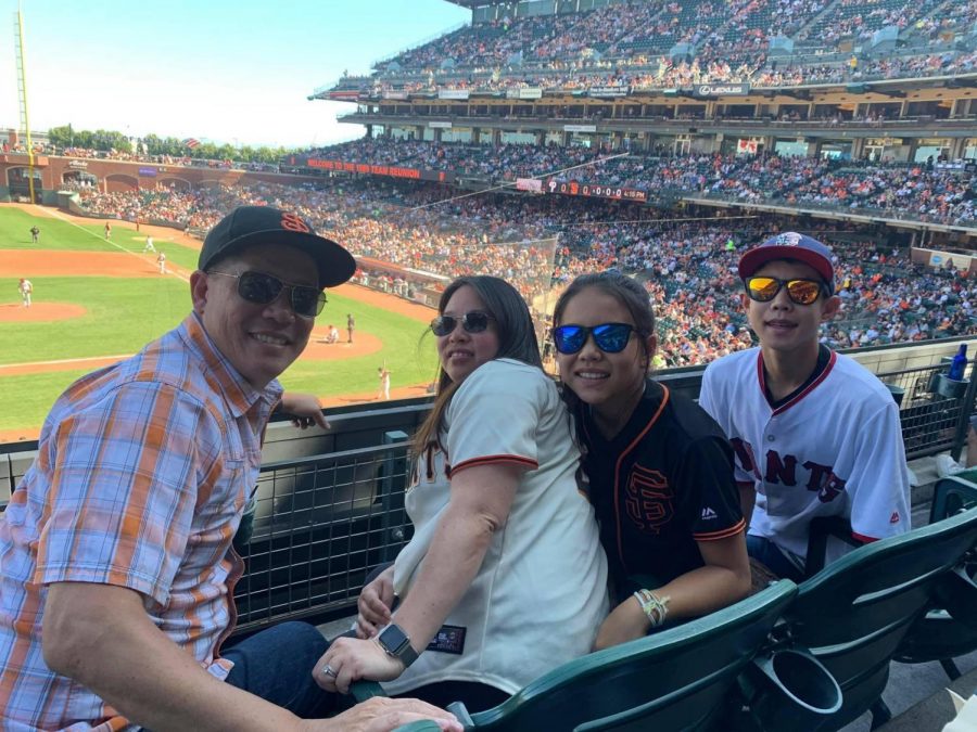 Senior Connor Nieh attends a Giants game with his family