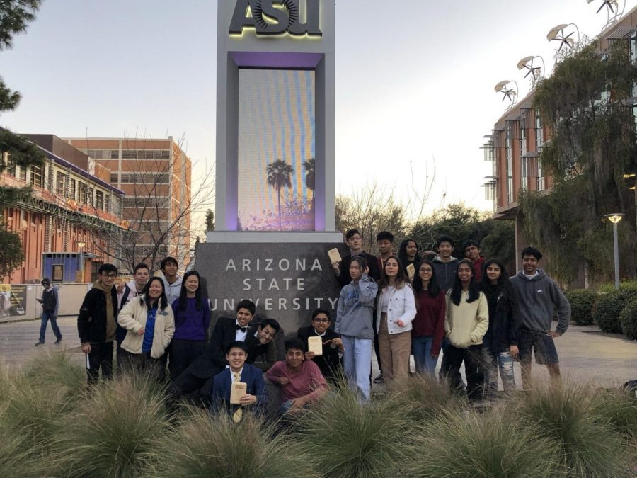 The Speech and Debate team celebrates their accomplishments at an Arizona tournament.