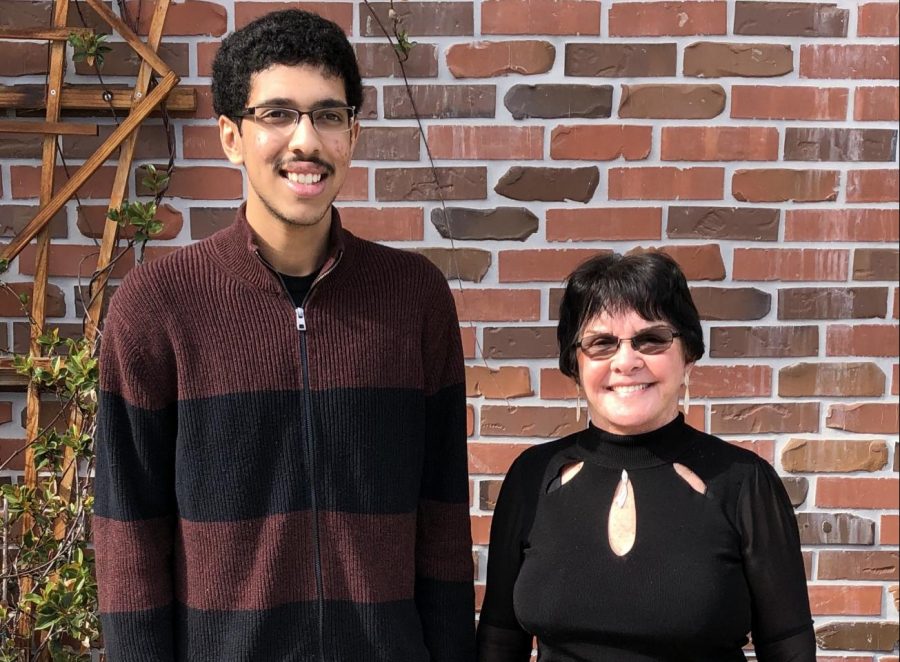 Aditya Shah 19 poses with Elaine Hamilton.