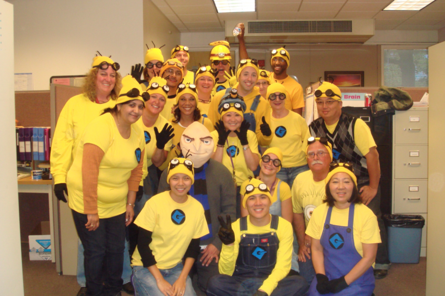 Sheila Altmann and other staff members dress as minions for Halloween. 

Photo courtesy of Clay Stiver // Used with permission