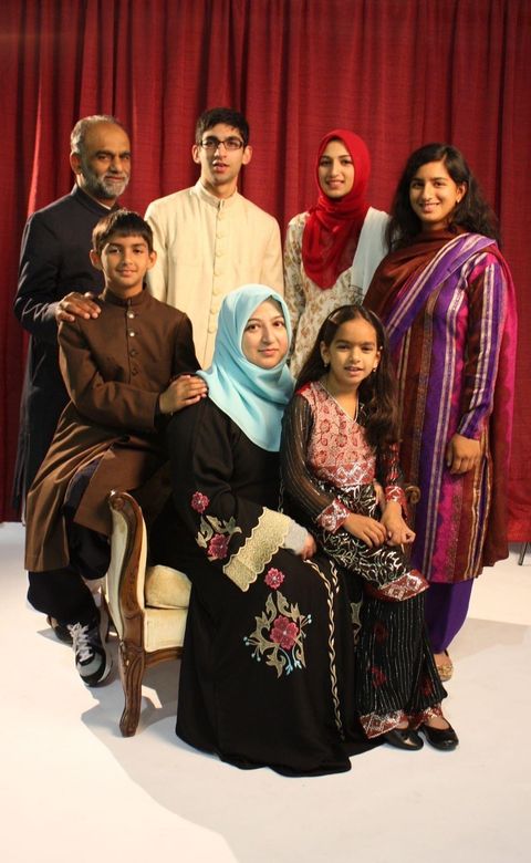 The Shaikh family posing for a family photo