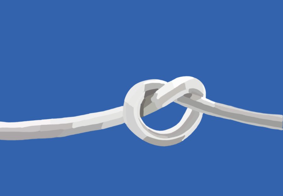 An illustration of a string being tied into a knot