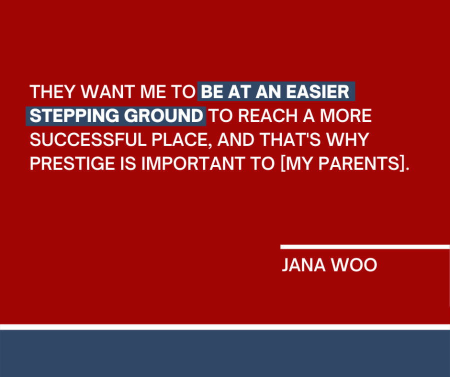 Senior Jana Woos parents have always emphasized how prestige can be a helpful elevator towards success