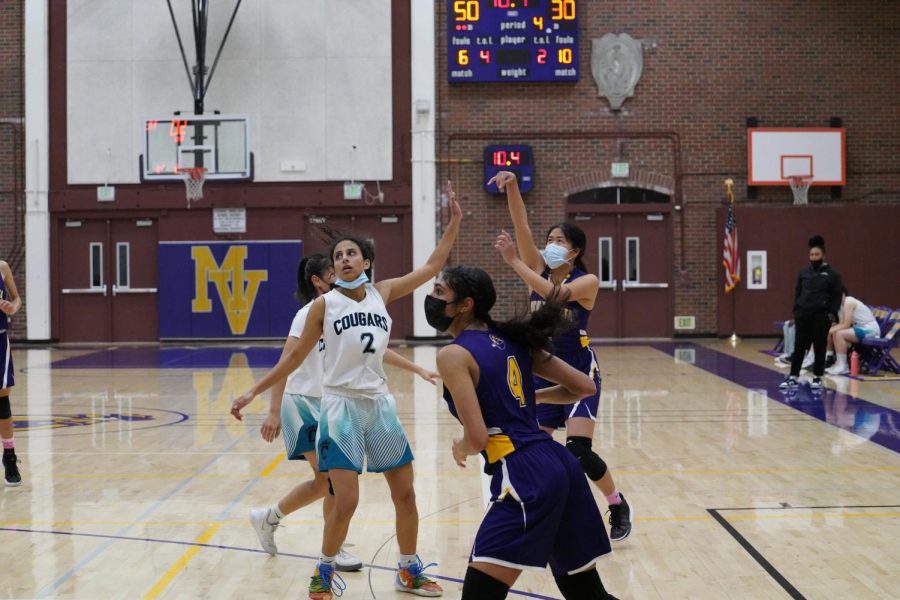 Senior Sophia Chen attempts the final shot during the CCS Quarterfinals game against Evergreen Valley High School. Photo by Anna Jerolimov