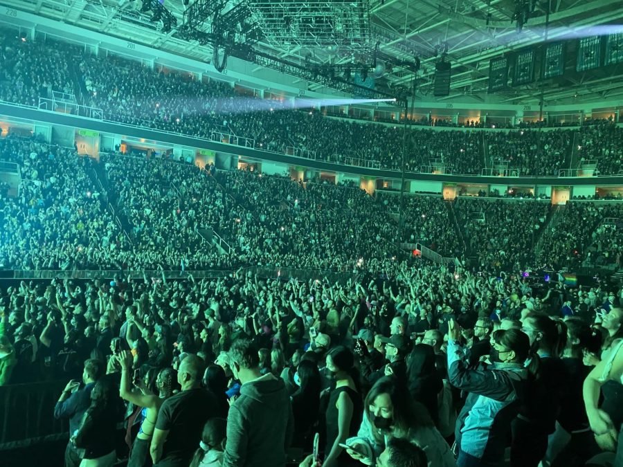 The large crowd gets settled in their seats for the Dua Lipa concert in San Joses SAP Center.