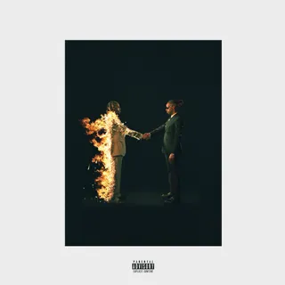 “Heroes and Villains” album cover depicts Metro Boomin shaking an identical version of him engulfed in fire, a sentiment paying homage to rock group Pink Floyd.
