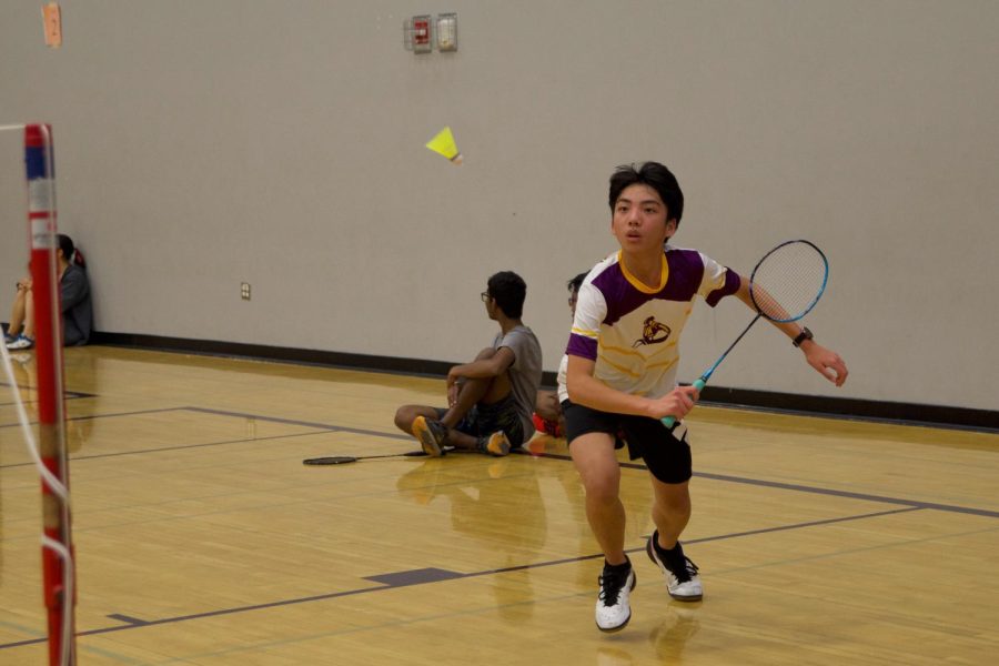 Sophomore and Varsity 3 Boys Singles player Jayden Lim prepares to reach for the birdie. Lim won his set earning MVHS one point.

Photo by Manas Kottakota
