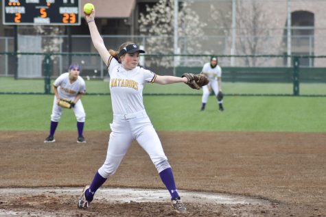 Junior Siena Banks pitches the ball during the fifth and final inning.