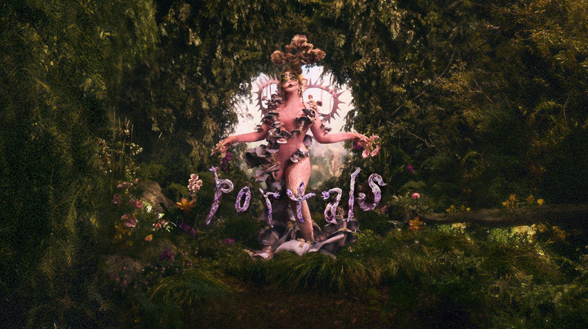 The PORTALS album cover features Melanie Martinez portrayed as a pink character, the newest role she has taken on in Cry Babys evolution.