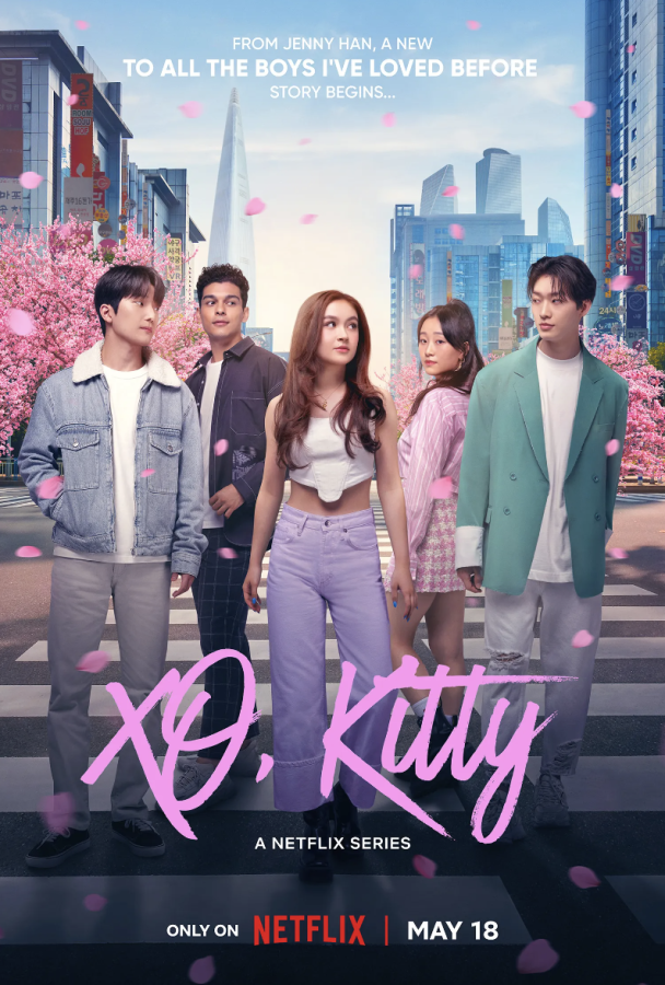 The XO, Kitty series poster portrays Kitty surrounded by her friends and love interests.