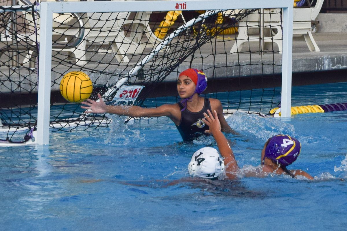 Sophomore Ria Sethi attempts to block a shot by HHS’ offense