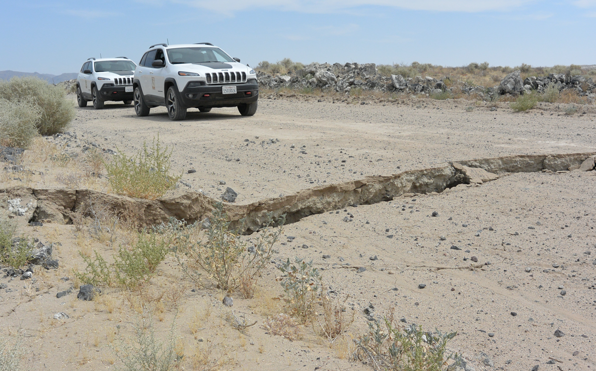 A magnitude 7.1 earthquake in Searles Valley, California ruptured the road on Jul. 5, 2019. | Photo United States Geological Survey
