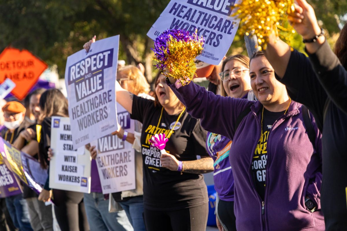Kaiser Permanente workers and members of SEIU-UHW hit strike lines  to protest an understaffing crisis, which was causing low wages and unsafe conditions for patients. Photo courtesy of SEIU-UHW | Used with permission