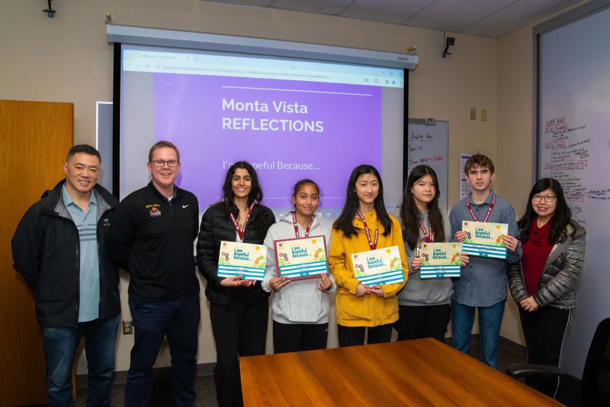 MV students who submitted to PTSA Reflections had the opportunity to celebrate and receive certificates from MV Principal Ben Clausnitzer and Reflections co-chairs Cathy Chen and John Ling. Photo courtesy of John Ling | Used with permission