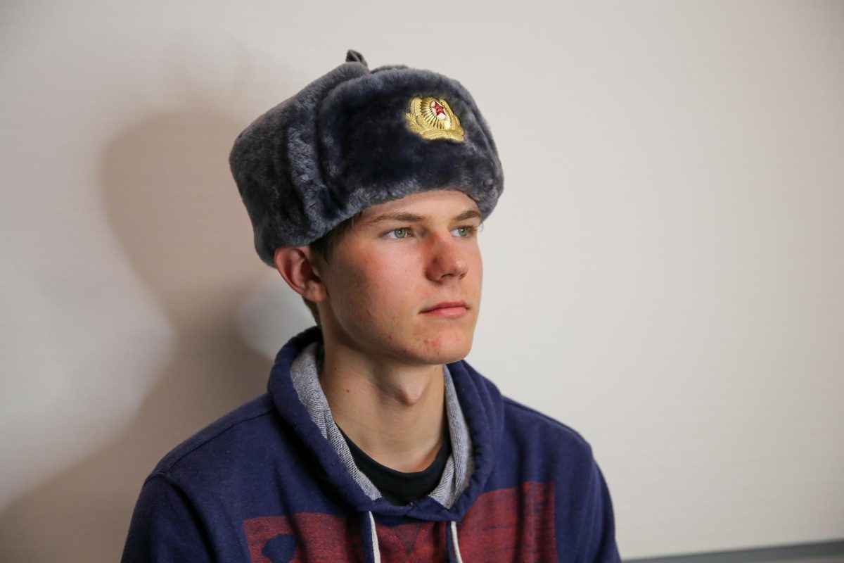 Sophomore+Maxim+Gutnik+wears+a+traditional+Russian+Military+hat+handed+down+from+his+great+grandfather.