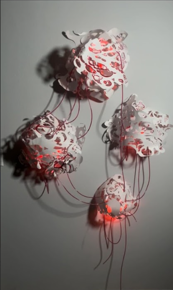 Bleeding Hearts by Esther Suh
3D Installation, made with paper, plastic tubes and food coloring