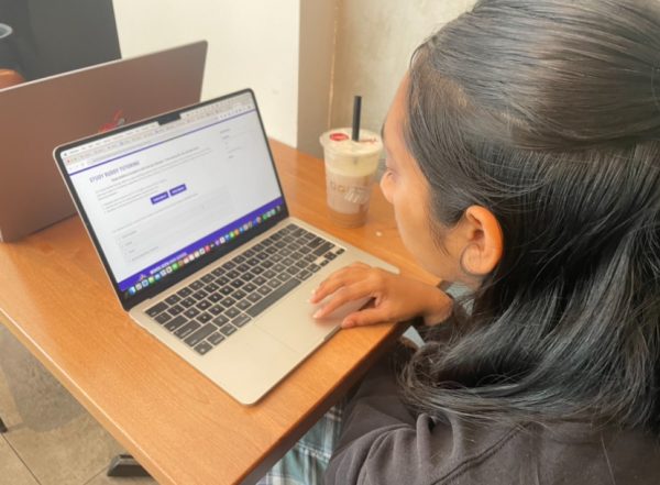 Senior Aradhana Sekar looks up information on Study Buddies on the MVHS website.
