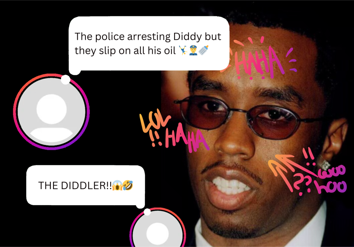 The criminal investigation and charges against rapper and record producer Sean "Diddy" Combs swept social media with related memes and jokes. Photo illustration by Ellie Wang. "P Diddy 2000" by John Mathew Smith & www.celebrity-photos.com | Licensed under CC BY-SA 2.0. 