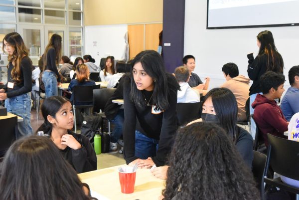 Junior Nirvika Chaudhary guides students through an activity and discussion during the workshop. photo | Subin Ko