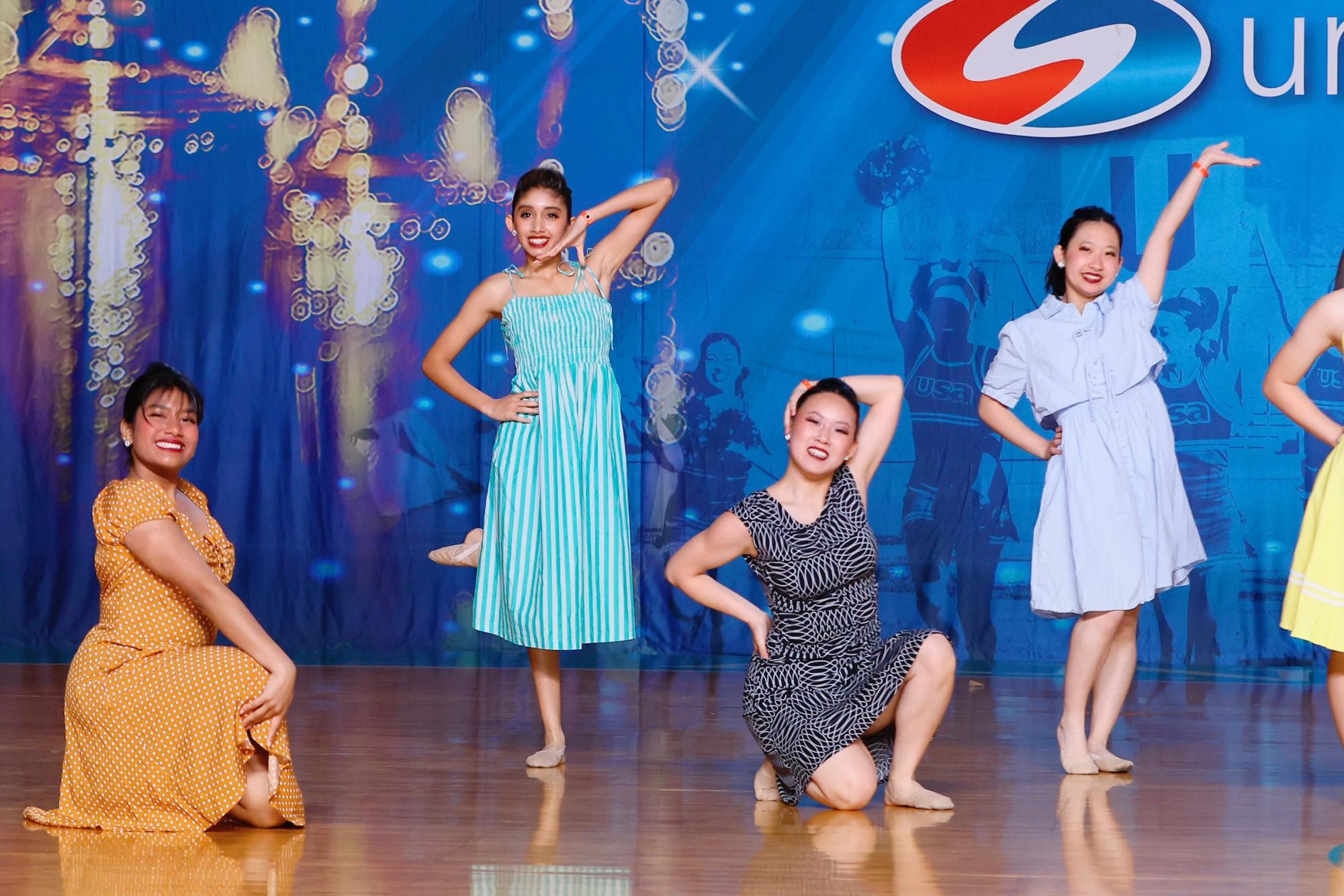 Sophomore Saanj Rao poses with her fellow dancers at the end of a performance. 
Photo courtesy of Saanj Rao | Used with permission