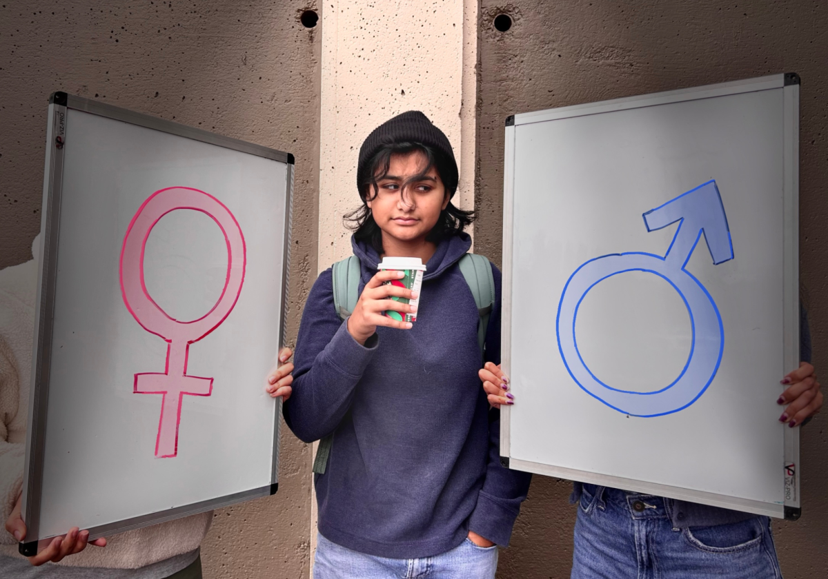 Nonbinary students often have to navigate systems designed for binary genders, such as choosing between male or female facilities or adhering to gendered dress codes. They often have to advocate for themselves, asking for recognition, correct pronouns, or access to gender-neutral facilities in a system that sometimes overlooks their needs.
Photo Illustration | Ellie Wang