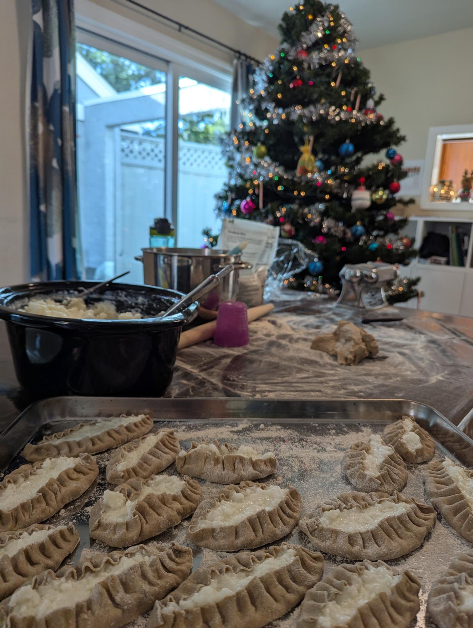 One of sophomore Noora Kiiski's Christmas traditions is to make Karelian pies with her family. The dish is a native Finnish pasty, made with a rye or wheat flour base and accompanied with a rice filling. Photo courtesy of Noora Kiiski | Used with permission