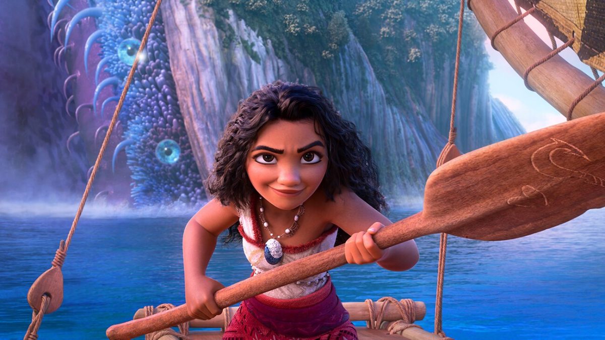 Moana prepares herself to fight off the Kakamora tribe and the monster clam. Photo courtesy of Disney Movies | Used with permission