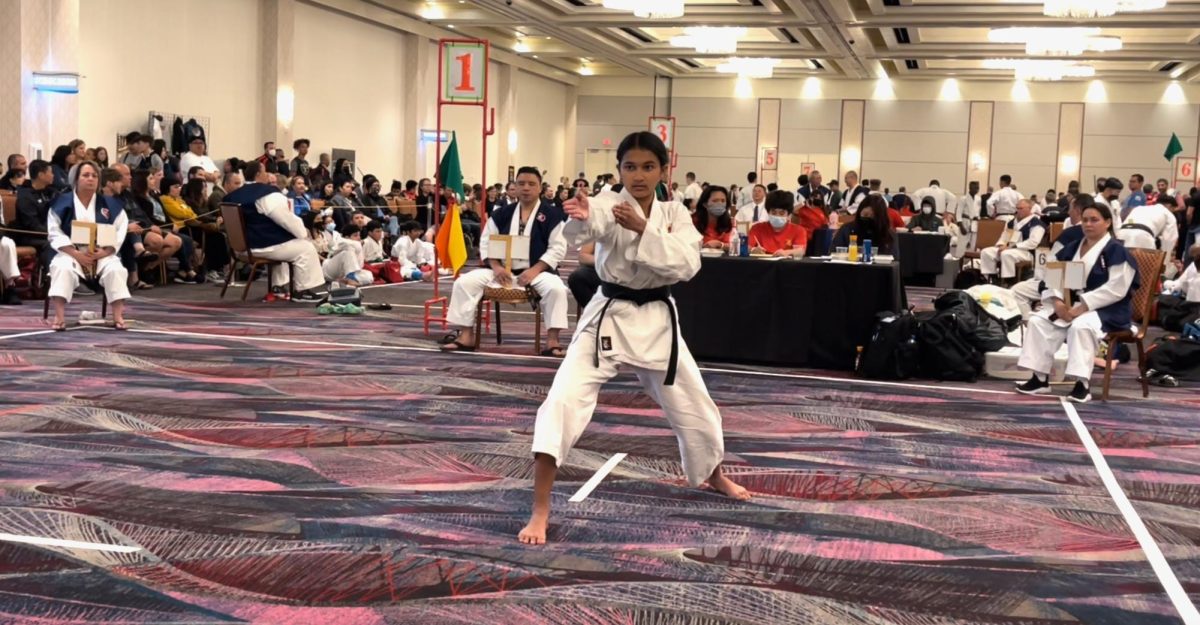 Riddhi Shedge presents her skills in front of a panel of judges at the Ozawa Cup International Karate Tournament in 2022 | Photo by Riddhi Shedge, Used with permission