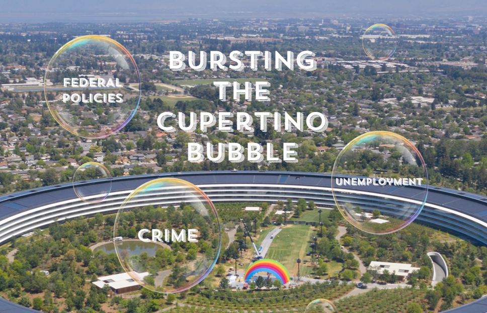 The so-called Cupertino "bubble" isn't doing our community as much of a favor as we may think it is. Photo illustration | Asha Wojciechowski. "File:Apple park cupertino 2019.jpg" by Arne Müseler is licensed under CC BY-SA 3.0